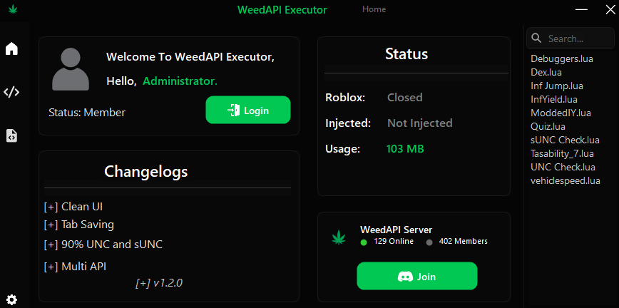 WeedAPI Pro UI